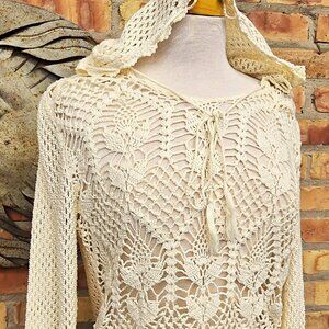 Dress Barn Crochet Hooded Sweater